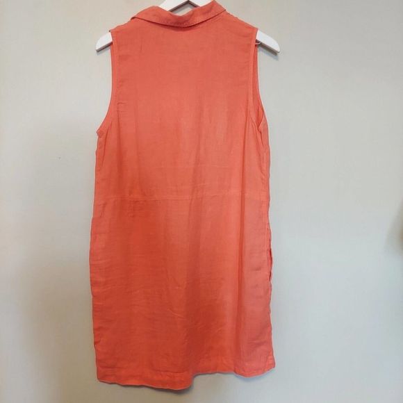 C&C California Linen Dress Size 8 Pockets Collared Shift Shirt Dress Pink - Picture 5 of 5